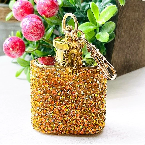 MINI FLASK crystal encrusted keyring IRIDESCENT keyfob CELESTIAL mini flask NEW - Picture 1 of 11